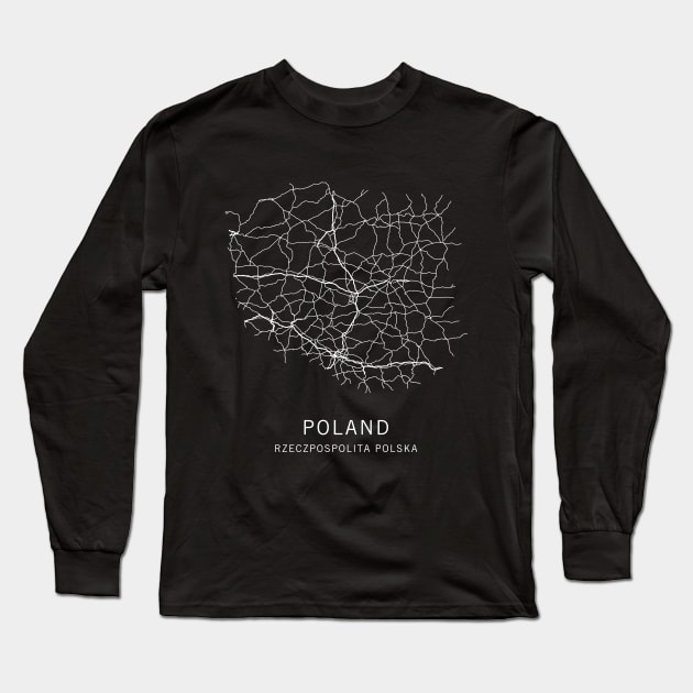 Poland Road Map Long Sleeve T-Shirt by ClarkStreetPress